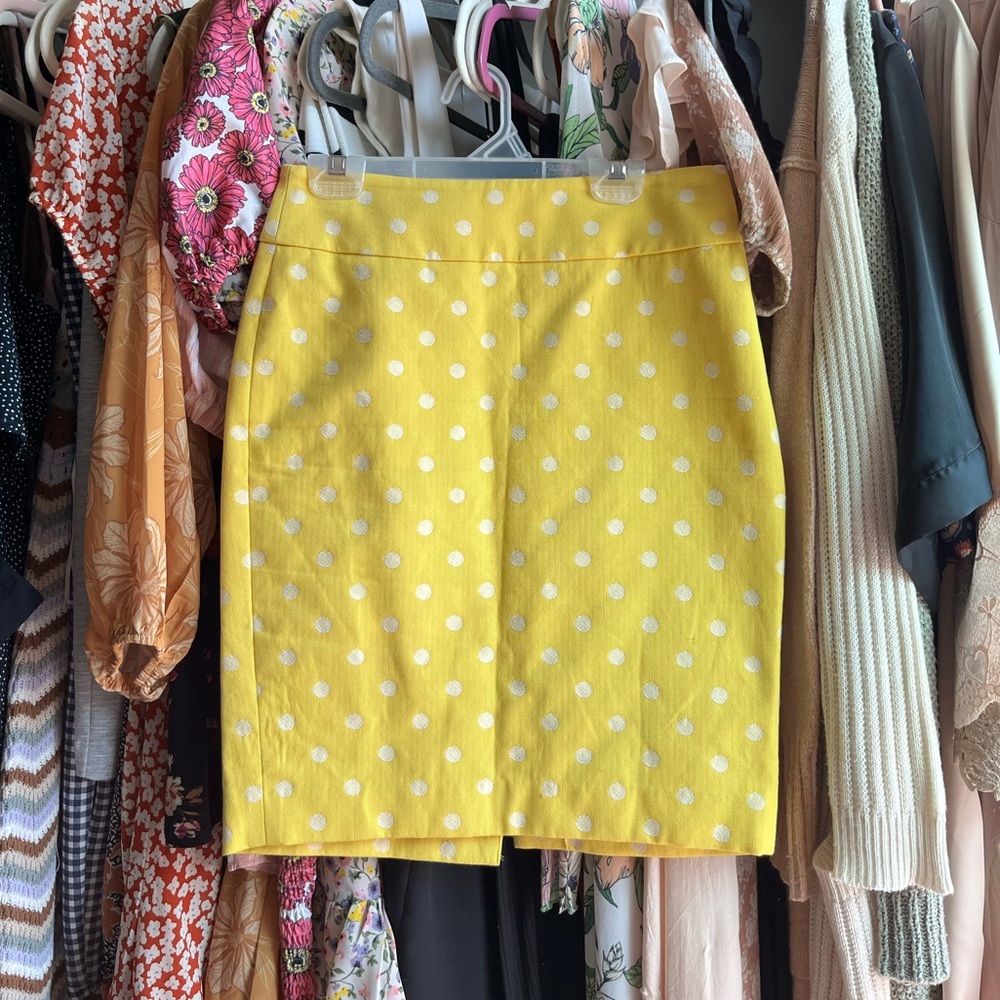 Ann Taylor Yellow Polka Dot Pencil Skirt
